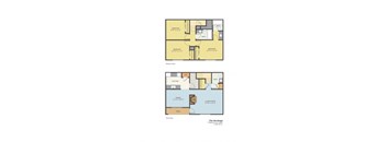 floor plan of three bedroom townhome in TN