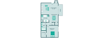 one bed one bath floor plan at forest park apartments