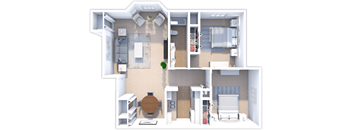 2 bedroom, 1 bath Spruce floor plan at Ashton Pines apartments