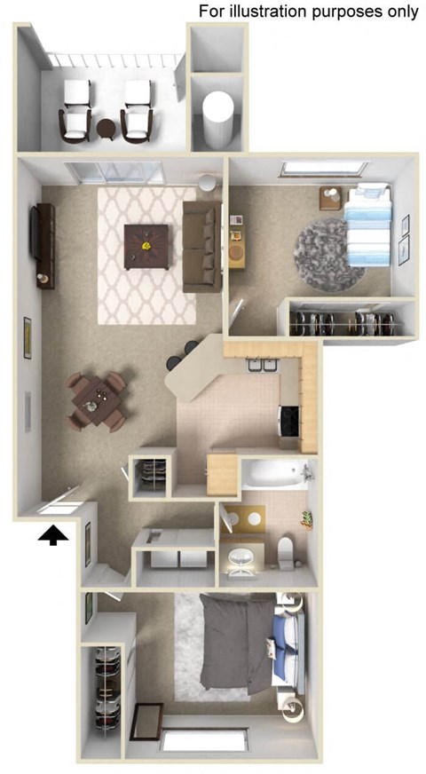 floor plan of two bedroom apartment
