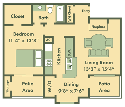 one bedroom apartment floor plan
