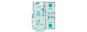 two bed one bath apartment with patio at forest park apartments