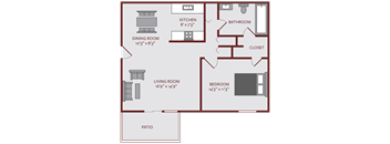 One bedroom One bath floor plan