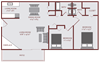 two bedroom one and a half bathroom floor plan