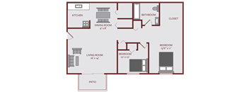 Two bedroom One Bath floor plan