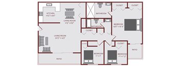 three bedroom two bath floor plan