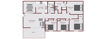 four bedroom two bath floor plan