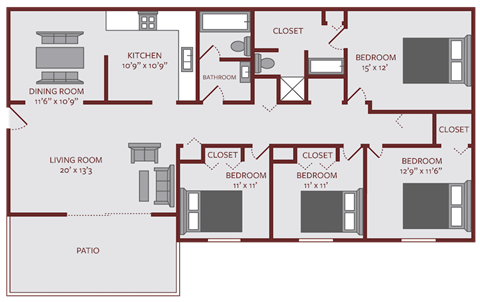 four bedroom two bath floor plan