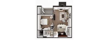 floor plan of 1 bed 1 bath apt