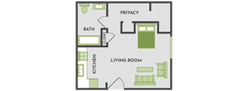 Studio floorplan in Kalamazoo