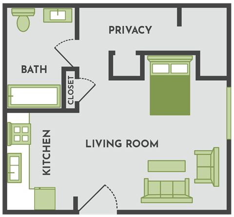 Studio floorplan in Kalamazoo