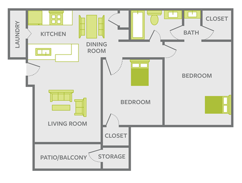 two bedroom apartment floor plan