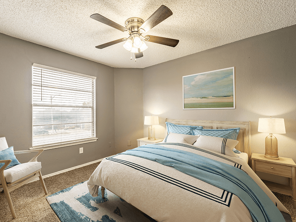 sunlit bedroom with lots on natural light
