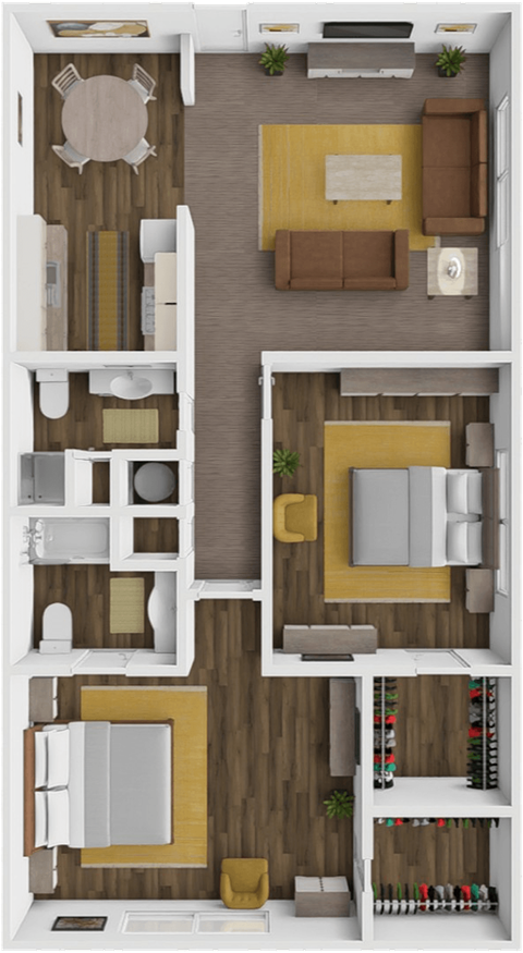 a 3d rendering of the roommates roommates floor plan