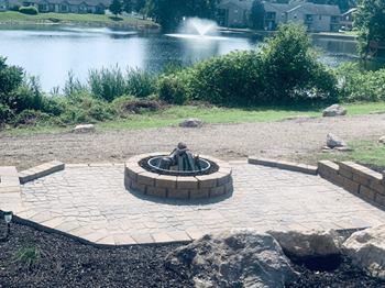 Firepit and pond area at brickyard apartments - Photo Gallery 13