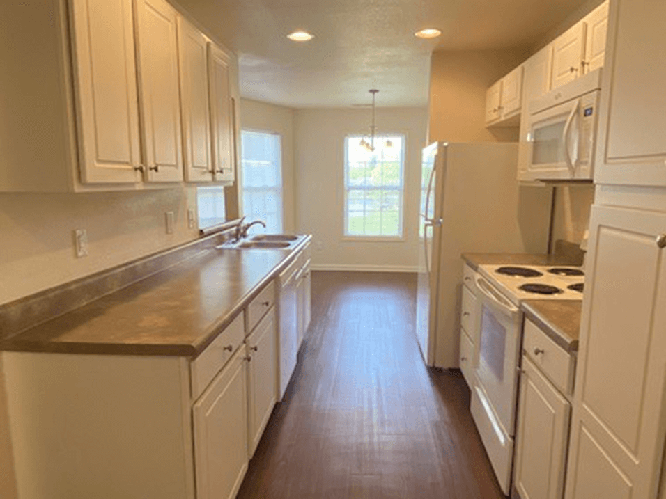 Kitchen with lots of counter space at brickyard apartments