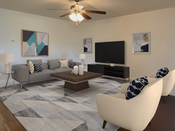 spacious living room with overhead light and fan - Photo Gallery 6