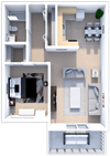 The Camden one bedroom floor plan