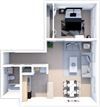 The Fairfield one bedroom floor plan