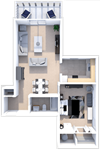 The Heritage one bedroom floor plan