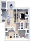 The Jasmine one bedroom floor plan