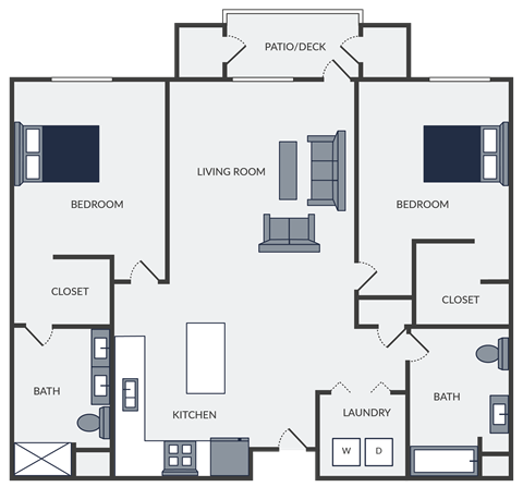 a blueprint of a floor plan with bedrooms and baths