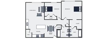 floor plan of a 2 bedroom apartment
