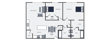 2 bedroom 2 bathroom apartment floor plan