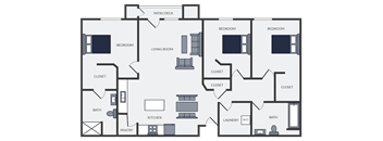 a floor plan of a 3 bedroom apartment