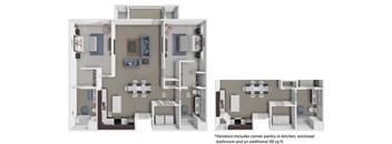 A diagram shows a floor plan of an apartment with a kitchen, living room, and bathroom.