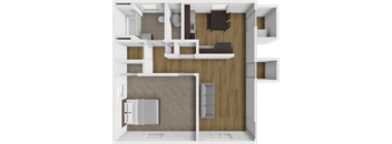 a 3d drawing of the interior of a house with a kitchen and living room
