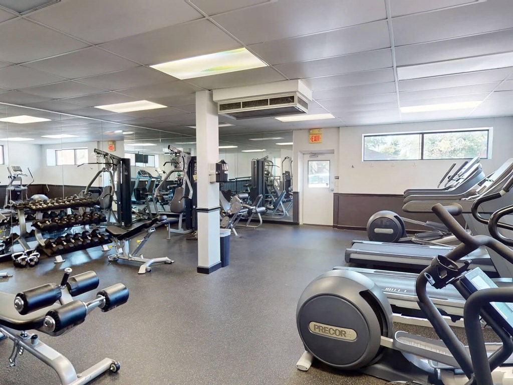 a gym with weights and other exercise equipment