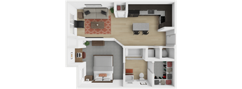 The Depot 1 bedroom, 1 bath floor plan