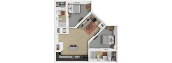 The Depot 2 bedroom, 2 bath floor plan