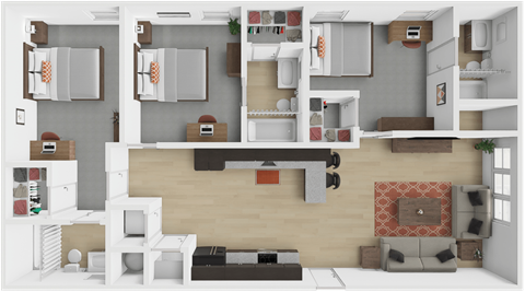 The Depot 3 bedroom, 3 bath floor plan