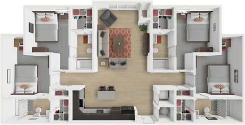 The Depot 4 bedroom, 4 bath floor plan