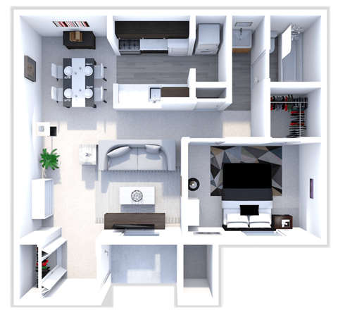 one bedroom floor plan at the heights apartments