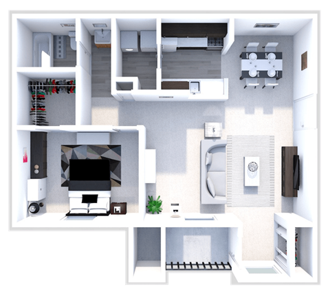 one bedroom floor plan at the heights apartments