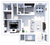 one bedroom floor plan at the heights apartments