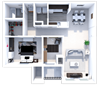 one bedroom floor plan at the heights apartments