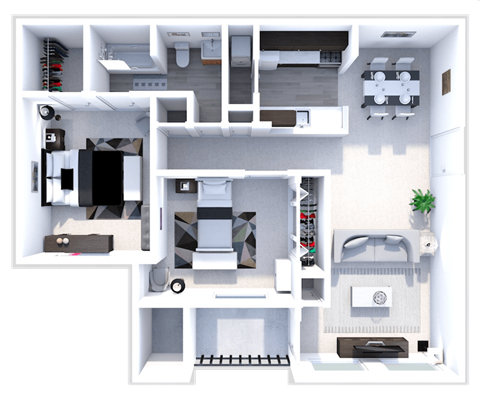 two bedroom floor plan at the heights apartments