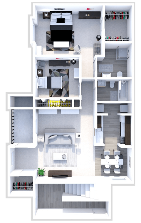 two bedroom floor plan at the heights apartments
