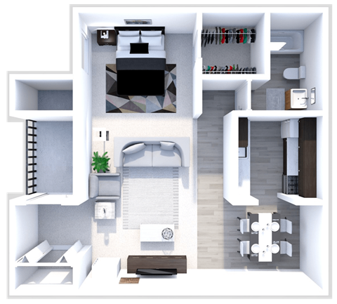studio floor plan at the heights apartments
