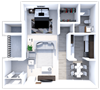studio floor plan at the heights apartments
