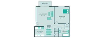 The Hills apartments Executive 1 bedroom floor plan