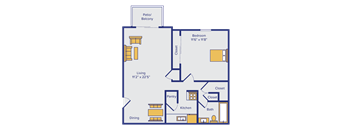 1 bedroom floor plan at highlands of west chester