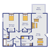 two bedroom one and a half bath floor plan