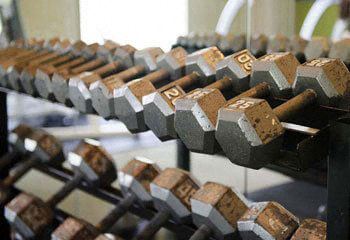 free weights in The Oaks at Prairie View apartments