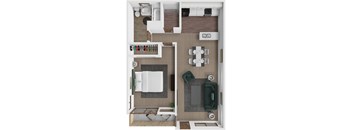 1 bedroom 1 bathroom apartment at The Oaks at Prairie View iApartments in Kansas City
