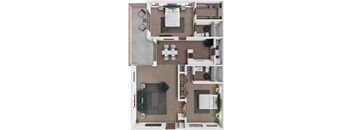 2 bedroom 2 bathroom apartment at The Oaks at Prairie View Apartments in Kansas City